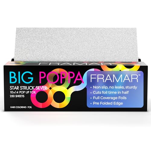 Framar Big Poppa Silver Pop Up Hair Foil - Aluminum Foil Sheets, Hair Foils For Highlighting, Pop Up Foils For Hair Stylist, 250 Pop Up Foil Sheets, Hair Color Supplies ? 10x14 inches