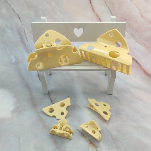 6PCS Cheese Claw Clips, Big and Small Plastic Hair Barrettes, Non-slip Large Hair Clips for Women, Strong Hold jaw clip for Thick Thin Hair Hair Accessories