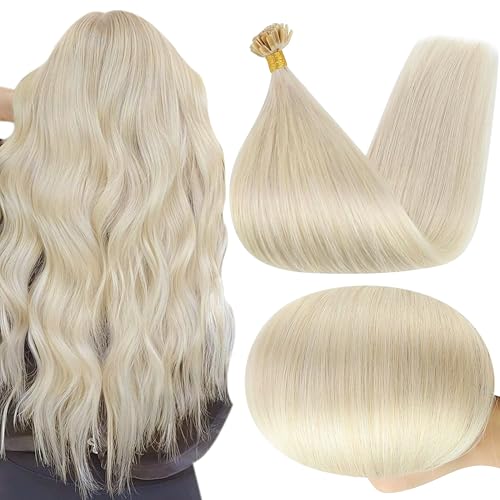 Full Shine U Tip Hair Extensions 22 Inch Color 60 Platinum Blonde Utip Human Hair Extensions Keratin Tip Extensions Real Human Hair 50 Grams Fusion Extensions Remy Hair