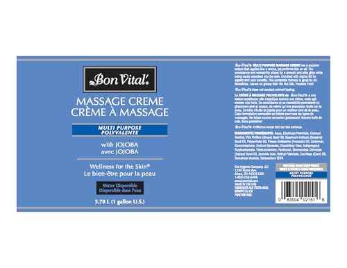 Bon Vital' Multi-Purpose Massage Creme, Professional Massage Cream with Aloe Vera to Relax Sore Muscles, Increase Circulation & Repair Dry Skin, Full Body Moisturizer Cream, 1 Gal, Label may Vary