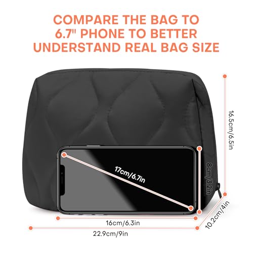 Makeup Bag, Wide-open Cosmetic Bag, Toiletry Bag for Women, Travel Essentials Organizer, Compact Lightweight for Daily Use