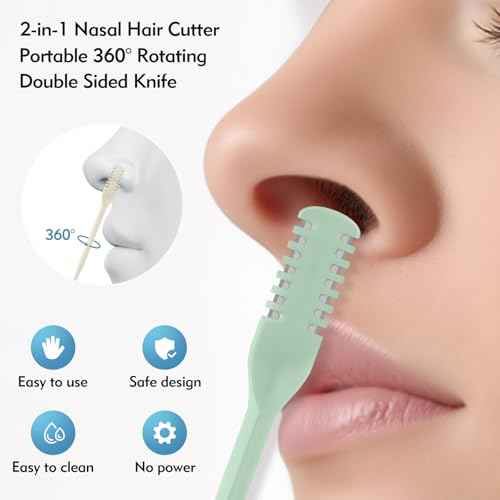 5Pcs 2-in-1 Nasal Hair Cutter, Double Sided Nose Hair Cutter, Portable 360¡Æ Rotating Manual Nose Hair Trimmer for Men and Women, Colorful