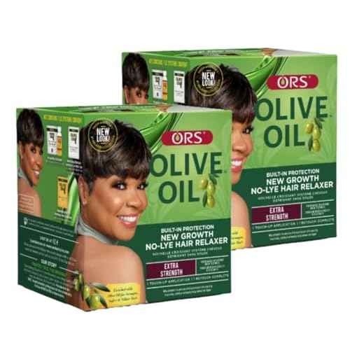 ORS Olive Oil Build-In Protection New Growth No-Lye Hair Relaxer - Extra Strength (Pack of 2)