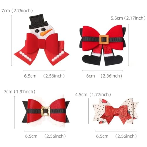 8Pcs Christmas Hair Clip Santa Gingerbread Reindeer Hair Barrettes Cute Wrap Bows Christmas Hair Accessories