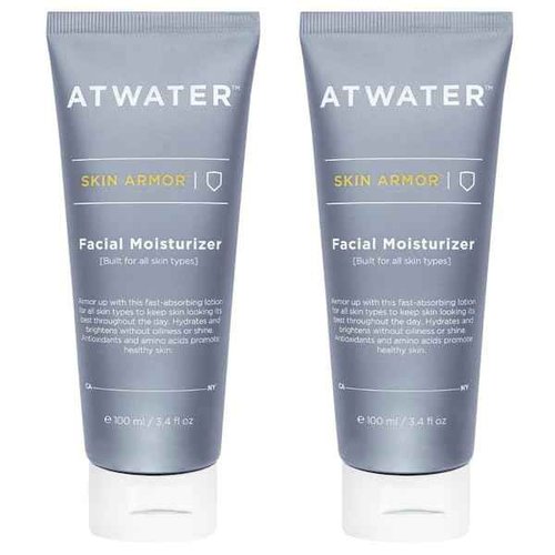 ATWATER Skin Armor Men's Face Moisturizer, Hydrating Anti-Aging Formula with Niacinamide and Licorice Root for All Skin Types - 3.4 oz (2-Pack)