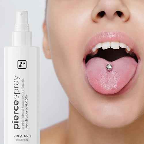 BRIOTECH Pierce Spray, Hypochlorous Acid, Gentle Piercing Aftercare, Calm Redness & Itch, Reduce Bumps, HOCl Saline Spray, Contact Free, No Rinse or Residue, Alcohol Free, 4 fl oz