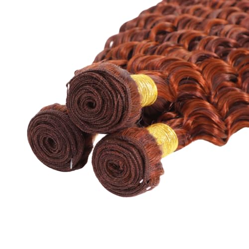 Highlight Bundles P33/350 Deep Curly Human Hair Bundle Ombre Ginger Brown 3 Bundles 20 22 24 Inch Two Tone Color 33 Copper Mixed With Ginger Orange Bundle 300G