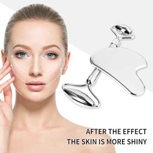 ONLYSKY BEAUTY Face Roller Gua-Sha Set Facial Roller kit for Face Skincare, Stainless-Steel Stone Sculpting Tool, Massager Roller for Skin Care,Gift for Men and Women