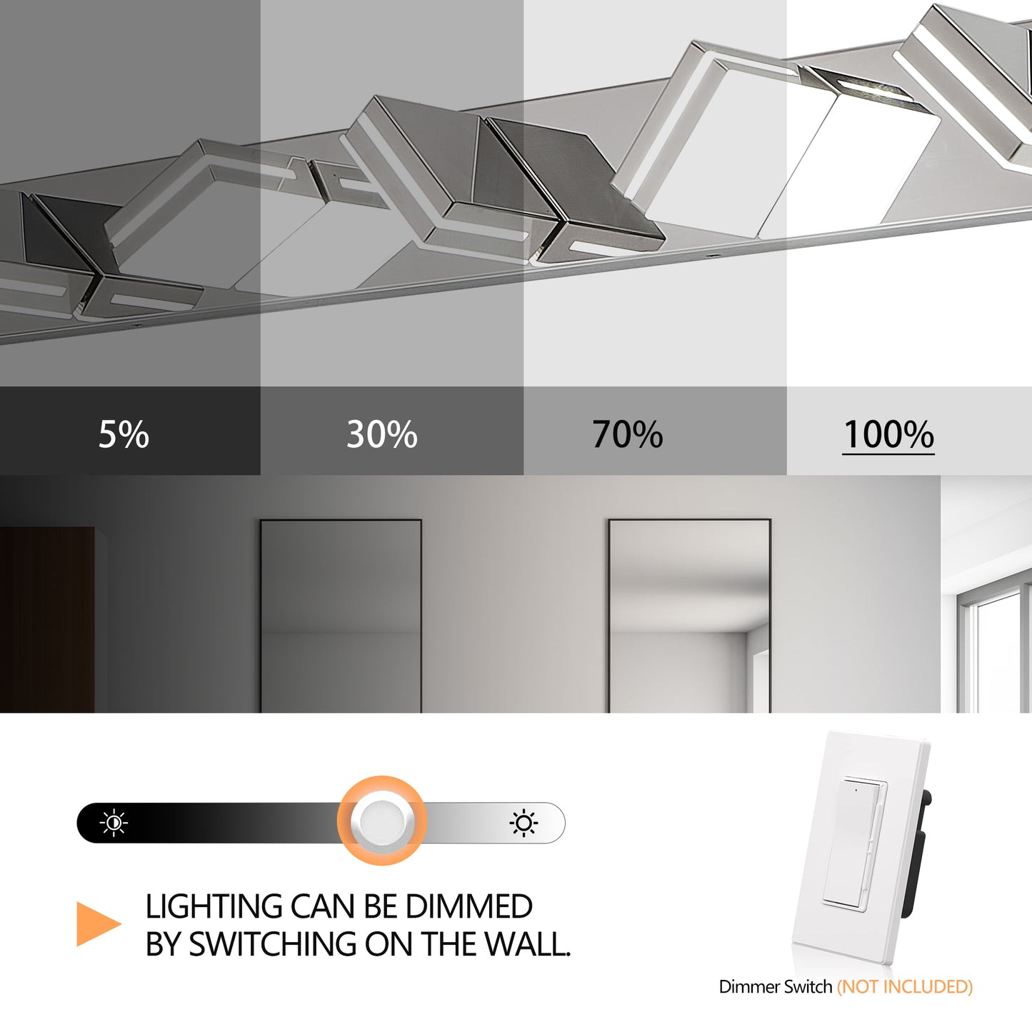 Modern Chrome LED Vanity Light - 7-Light Wall Sconce for Bathroom