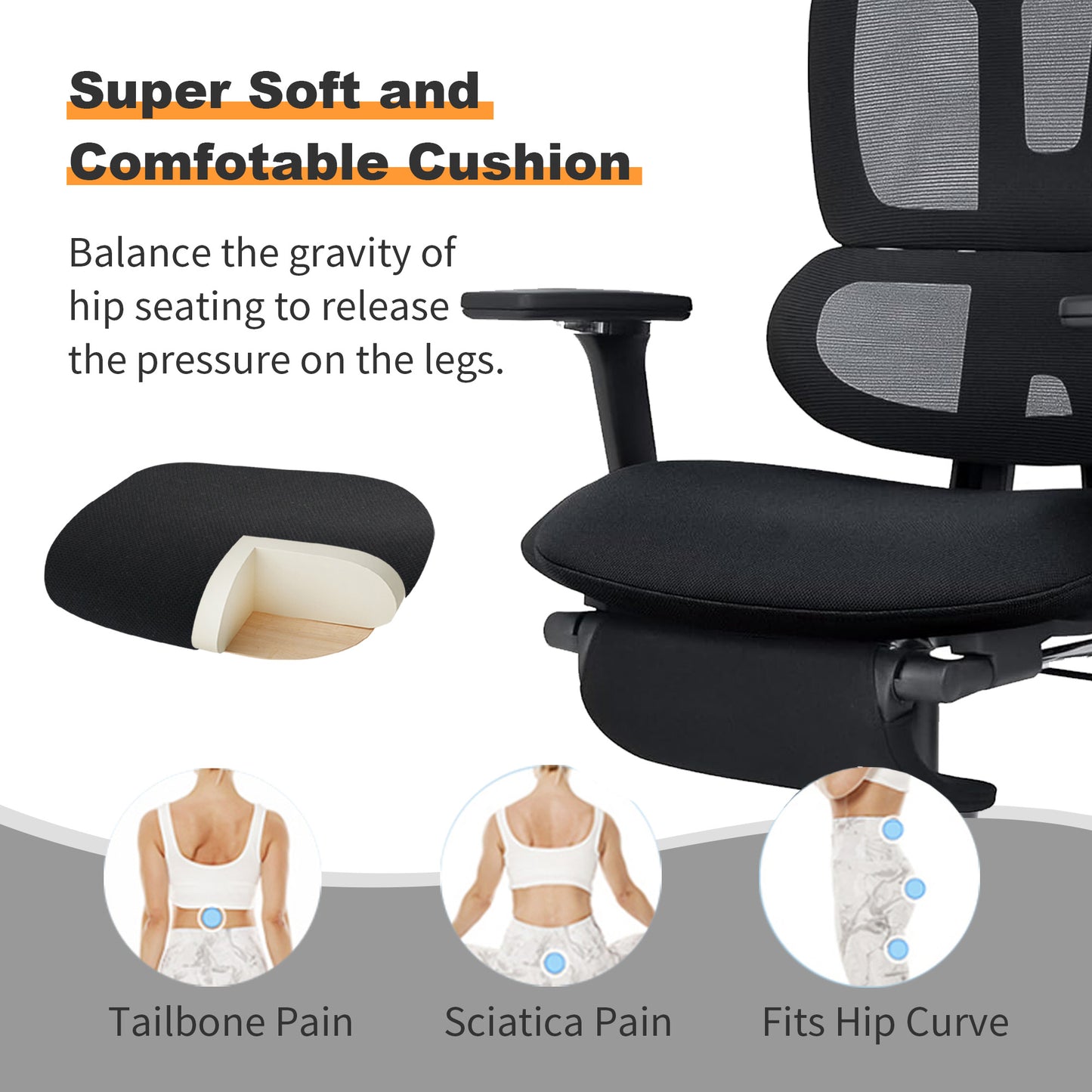 Ergonomic Office Chair with Footrest & Dynamic Lumbar Support
