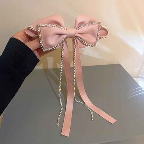 Big Hair Bows Hair Clips Barrettes for Women, Rhinestone Tassel Hair Clip French Design Barrettes Fashion Hair Styling Accessories for Women Girls