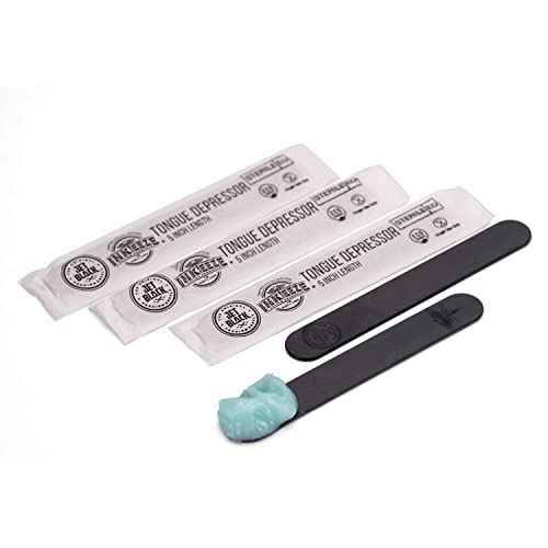 Jet Black Tattoo Tongue Depressor, Eco Friendly Tattoo Supplies, Individually packaged and EO Sterilized, Easy Transferring Ointments, 100 Count