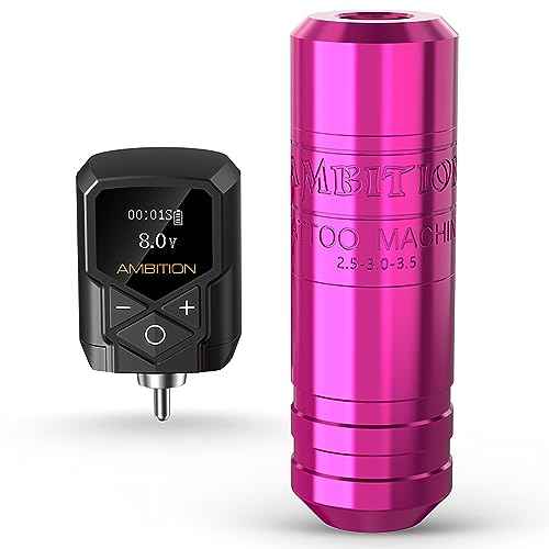 Ambition Torped Tattoo Machine Kit - Rotary Tattoo Machine Cartridges Short Pen with 1800mAh Tattoo Power Supply Brushless Motor for Professional Tattoo Artist