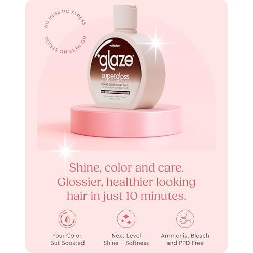 Glaze Supergloss Color Conditioning Gloss ? Hydrating Semi-Permanent Color Hair Gloss & Shine Boost ? Color Depositing Mask - Vegan, Cruelty-Free ? 6.4 Fl Oz - Vanilla Lights - Cool Blue Toner