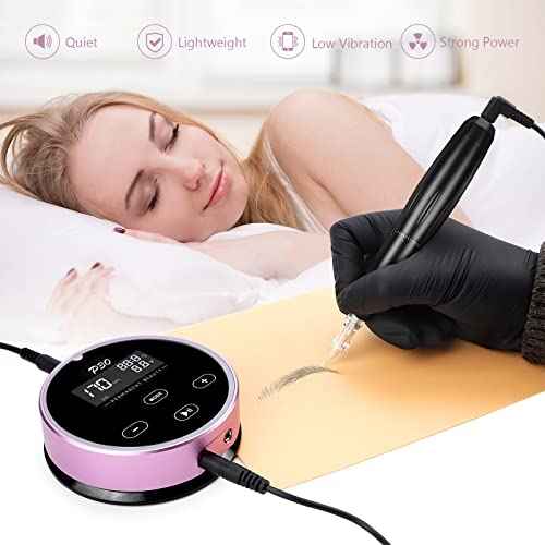 Permanent Makeup Machine Kit ? BIOMASER P30 Permanent Tattoo Machine kit Microblading Machines with Swiss Motor Rotary Pen Mini Power Supply Cartridge Needles for Eyebrow Eyeliner Lip