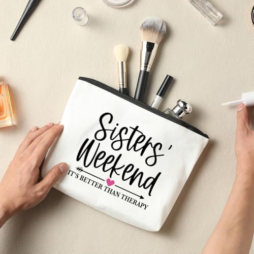 4 Pcs Girls Weekend Gifts for Women Girls Trip Favors Makeup Bag Cosmetic Bag Bestie Gifts Weekend Bag Coin Purse for Female Lady Girl Daughter Friend Travel Vacation Christmas Birthday