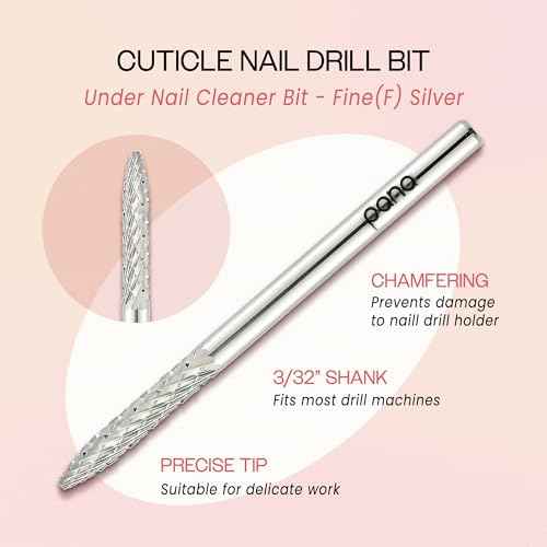 Pana 3/32" Under Nail Cleaner Safety Nail Carbide Bit - For Electric Dremel Drill Machine (Fine, Silver)