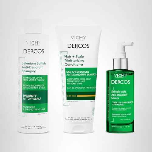 Dercos Selenium Sulfide Anti Dandruff Shampoo + Hair & Scalp Moisturizing Conditioner + Salicylic Acid Anti-Dandruff Serum, Eliminates Flakes & Fights Recurring Dandruff & Itchy Scalp