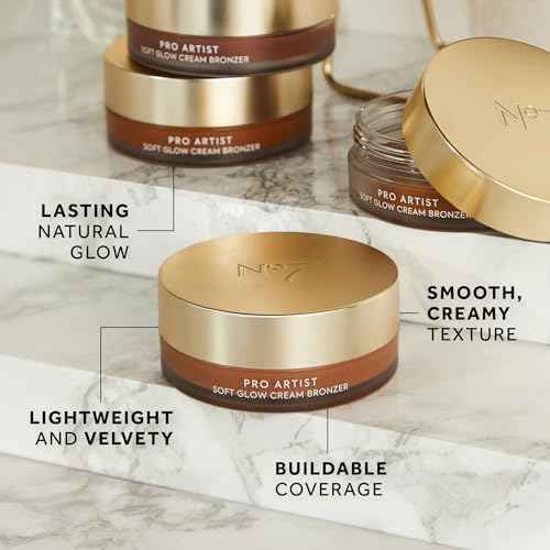 No7 Pro Artist Soft Glow Cream Bronzer Makeup - Blendable Bronzer Cream with a Lightweight Formula - Customizable Face Makeup for a Natural, Sun-Kissed Glow - Light (1.26 Oz)