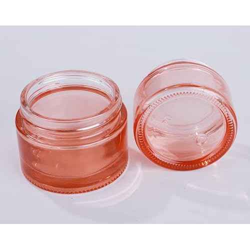 10 Packs 5g/5ml Empty Sample Jars Pink Glass Cosmetic Jar Pot Bottles with Rose Gold Lids Cosmetic Container Refillable Eye Cream Jar Pot Vials for Makeup Lotion Face Eyeshadow Lip Balms