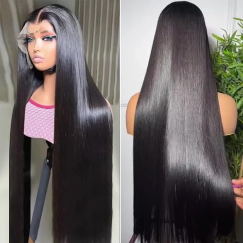 BELE 13x4 Lace Front Wigs Human Hair 26 Inch 200% Density Pre Plucked Brazilian Virgin Straight Skinlike Real Hd Lace Frontal Wigs Human Hair Glueless Straight Lace Front Wigs for Women Natural Color