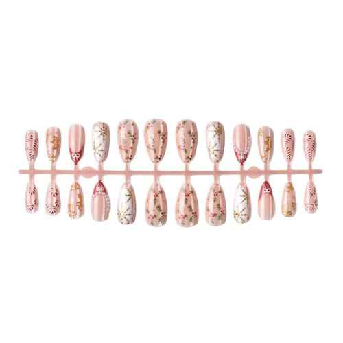 24Pcs Christmas Press on Nails French Tip Medium Almond Fake Nails Cat Eye Xmas False Nails with Snowflake Pearl Design Winter Acrylic Nails Full Cover Reusable Christmas Glue on Nail for DIY Nail Art