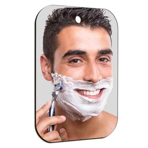 Shaving Mirror, Unbreakable Shower Mirrors, (Small,6 inches x 4 inches) Bathroom Handheld Mirror for Men and Women Portable Camping Travel Mirrors,Frameless Handheld for Makeup