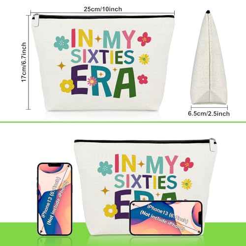 60th Birthday Gifts for Women 1965 Makeup Bag Happy 60 Year Old Birthday Gifts for Grandma Mom Sister Friend Wife Coworker Sixty Cosmetic Bag Presents for Women Turning 60 Travel Cosmetic Pouch