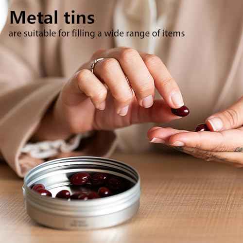 Tins 12 Pack, 2 Ounce Salve Tins with Lids, Small Metal Aluminum Tin Jar Refillable Containers, Round Tin Travel Cosmetic Containers with Screw Lids, Tin Can for Salve, Balm, Lip Balm, Cream