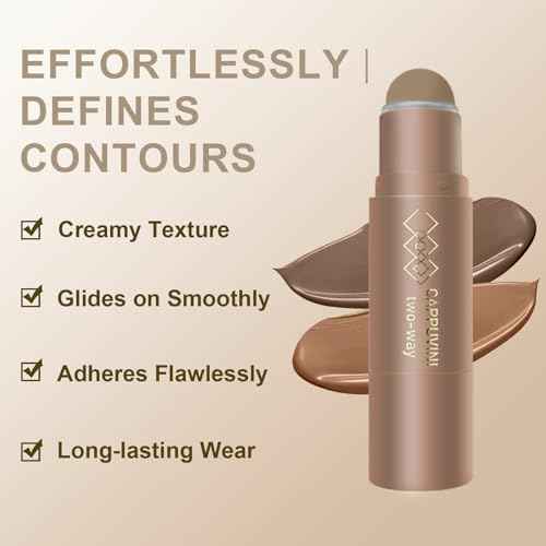 Cool Toned Cream Contour Stick for Fair Light Pale Skin,Grey Nose Contour Makeup Built-in Sponge, Smooth Long Lasting Bronzer Gray, Blendable Lightweight Contouring Stick #01 Cool Ash Brown