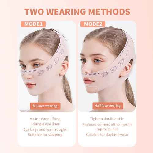 Chin Strap for Sleeping, Reusable Double Chin Reducer Eliminator for Women, V Line Lifting Mask Face Slimming Strap, Breathable Jawline Exerciser Lifting & Firming Prevent Sagging