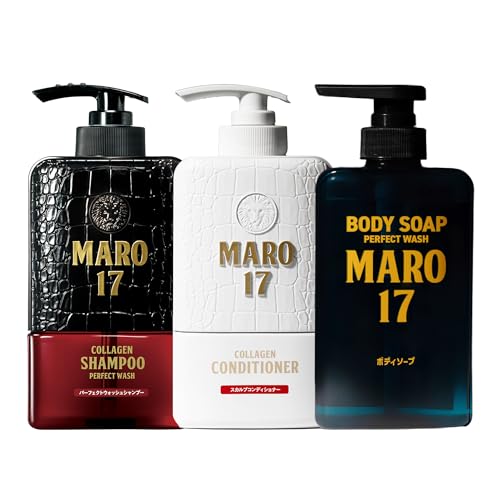 MARO17 Collagen Starter Set (Collagen Shampoo Perfect Wash, Conditioner, & Body Soap) - Soap, Shampoo and Conditioner Set for Healthy Scalp & Youthful Skin - Cruelty-Free Hair Care for All Hair Types