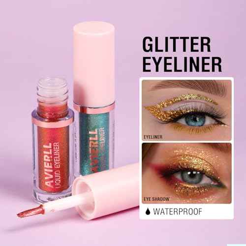Glitter Liquid Eyeliner Set, 8 Colors, Long-lasting Waterproof Colorful Shimmering Glitter Liquid Eyeshadow, Easy To Apply, No Smudging, Fast-drying, Long-lasting Eye Makeup Gift Set (8pcs SET B)