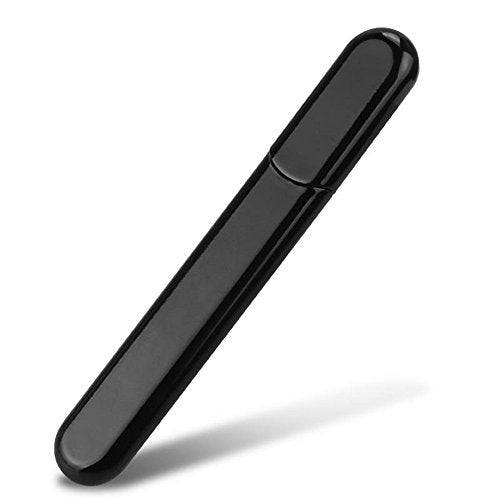Premium Glass Nail File with Case, Crystal Diamond Salon Best Beauty Nail Buffer for Natural and Acrylic Nails Christmas Gift for Woman and Man,Black