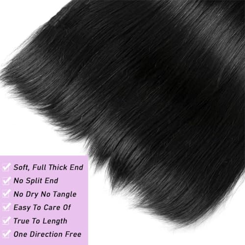 Beautymoon 12A Human Hair Bundles Straight 3 Bundles Human Hair 22 24 26 Inch 100% Unprocessed Brazilian Virgin Hair Straight Weave Bundles Double Strong Weft