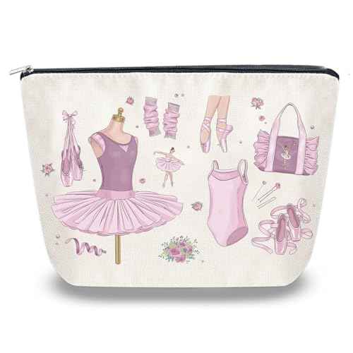 Dance Makeup Bag Ballet Accessories for Teen Girls Sister Teacher Gifts for Dancers Cosmetic Bags