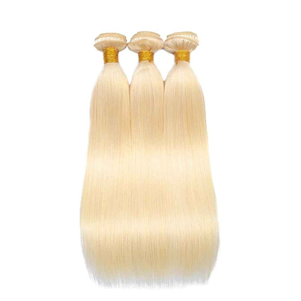 30 32 34 Inch Blonde Straight Bundles Human Hair Brazilian Unprocessed Virgin Hair Color 613 Bundles Human Hair Extensions