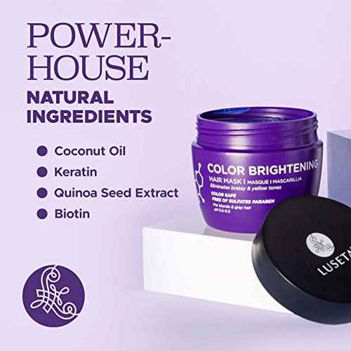 Luseta Purple Hair Mask 16.9 Oz, Deep Conditioner for Color Treated Hair Neutralizes Unwanted Yellow Tones and Removes Brassine, for Blond and Gray hair, Sulfate & Paraben Free