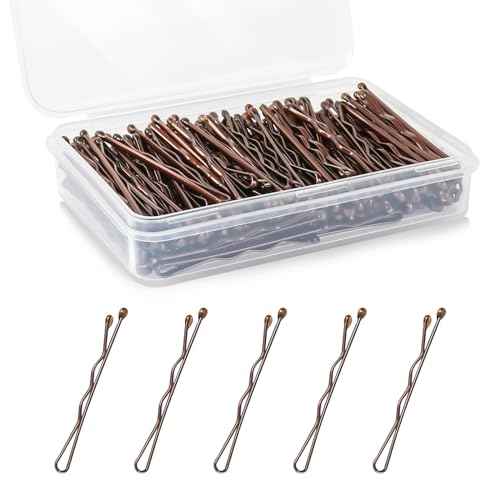 Mini Bobby Pins, 150 Count 1.38 Inch Small Hair Bobby Pins with Storage Box for Kids, Girls and Women - Brown