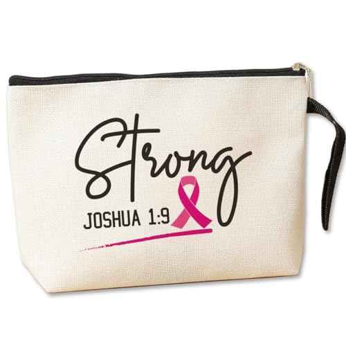 Jztco Inspirational Breast Cancer Survivor Gifts for Woman Cosmetic Bags Cancer Awareness Makeup Bag Christian Gifts Breast Cancer Positive Gift for Women Friend BFF Religious Gift Travel Bag