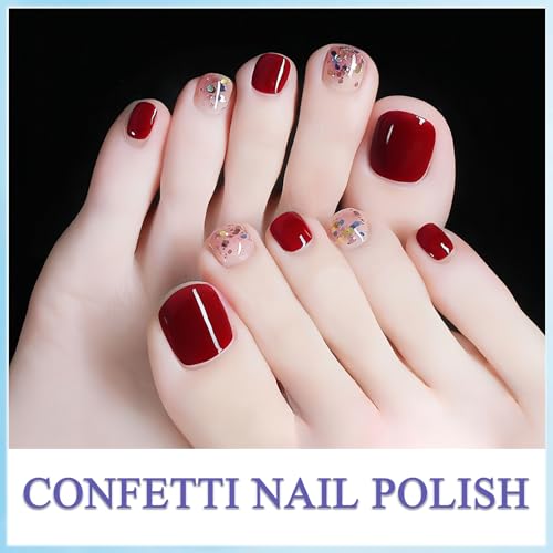 Confetti Nail Polish, Air Dry for Starter, Rainbow Glitter, Clear Colorful Reflective Gel Gift for Women Girls DIY at Home, 15ML