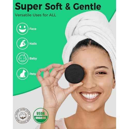 ProCIV Reusable Makeup Remover Pads - 25 Pack Washable Organic Cotton Rounds for All Skin Types & Toner with Laundry Bag, Eco Friendly Zero Waste Reusable Cotton Pads Travel Gadgets (Black)