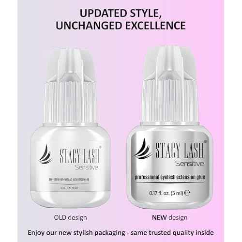 Sensitive Eyelash Extension Glue Stacy Lash 0.17fl.oz/5ml / 5-6 Sec Drying time/Retention ? 4-5 Weeks/Black Adhesive/Professional Supplies