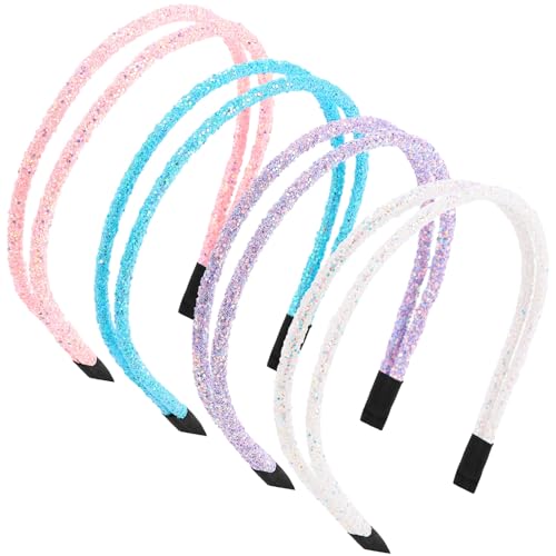 WILLBOND 4 Pieces Rhinestone Hair Band Double Crystal Side Band Imitation Diamond Crystal Hoop Headband Thin Headband for Women Hair Accessory(White, Pink, Light Blue, Light Purple)