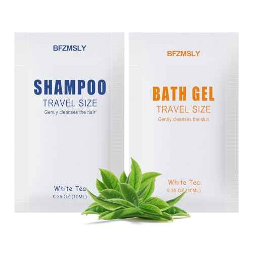 15 Sets Travel Size Toiletry Sets, Shampoo & Body Wash (0.35oz Each, 2-in-1 Toiletries Kit, White Tea Scent) ? Individually Wrapped Hotel Amenity Packs for Guests, Airbnb, Vacation Rentals