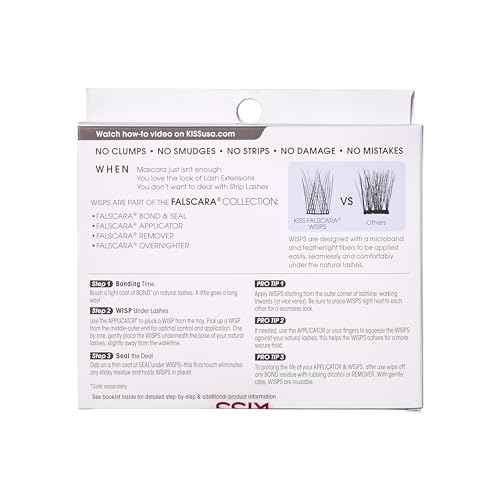 KISS Falscara DIY Eyelash Extension Lengthening Wisps - Featherlight Synthetic Reusable Artificial Eyelashes Multipack of 24 Mini Lash Clusters for that Authentic Eyelash Extension Look