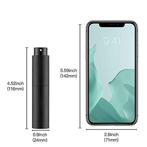Tekson 10ml Travel Perfume Atomizer Refillable, Mini Cologne Spray Bottle Empty, Small Coffee Spray Bottle (Black)
