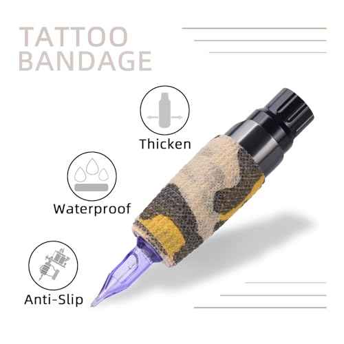 JimKing Tattoo Grip Cover, Self-Adhesiive Tape, Elastic Bandage Wrap Roll, 4pcs,Tiger&Leopard Pattern