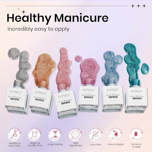 Moonlight Cat Eye Gel Nail Polish, 6 Colors Magnetic Nail Polish Gel Glass Ceramic Cateye Effects with Magnetic Stick High Glossy Shine Effect Nail Art Manicure Home DIY for Women Girl
