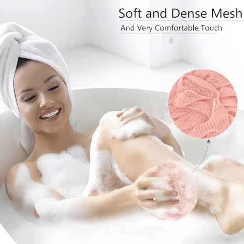 Yoget 4 Pack Shower Loofah Sponge, 60G Bath Sponge,Exfoliate, Cleanse, Soothe Skin